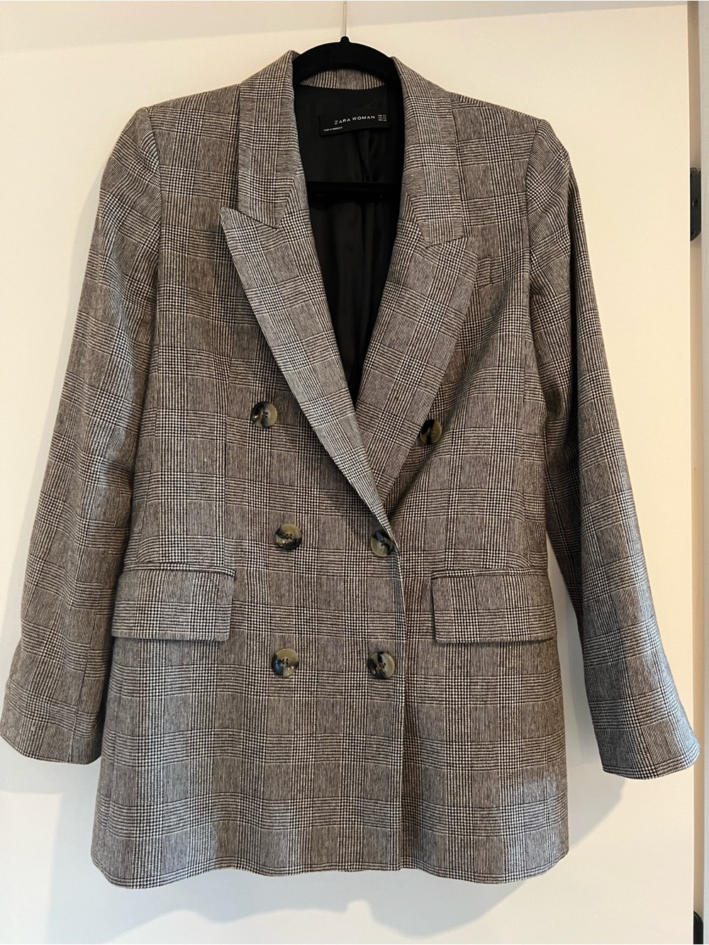 Zara Plaid Double-Breasted Blazer Jacket